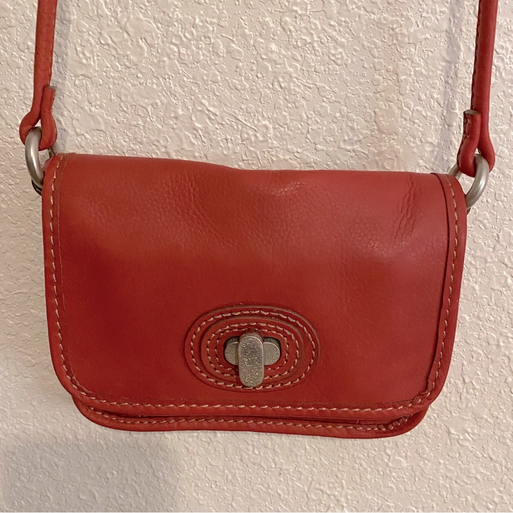 Fossil Red Leather Crossbody Purse